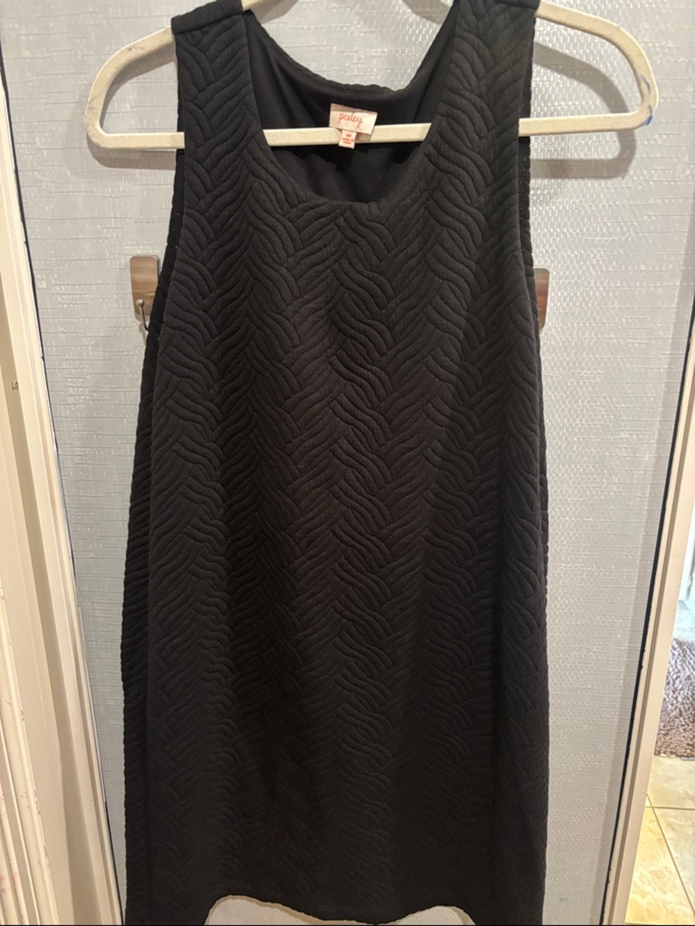 Pixley Black Textured Sleeveless Mini Dress